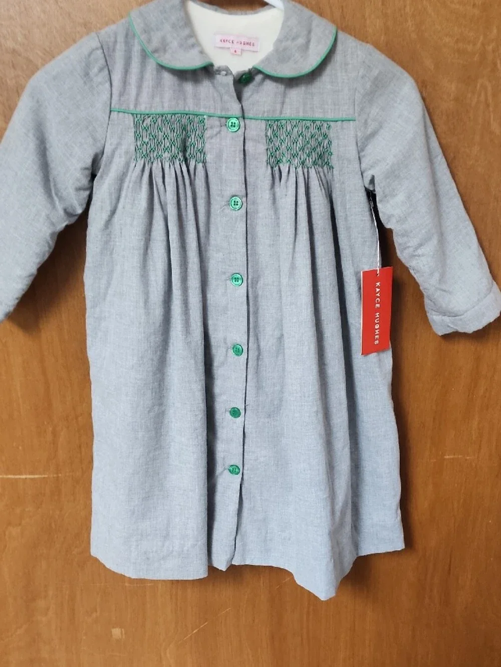 Smocked Coat Girls' 4t with Green Smocking Fleece Lined.